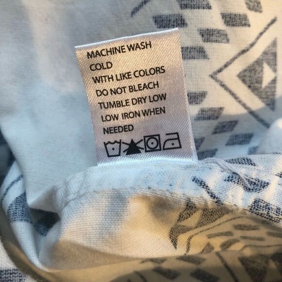 FREE PLANET Shirt, Short Sleeve, Button Down, white with blue pattern size L - Picture 5 of 5